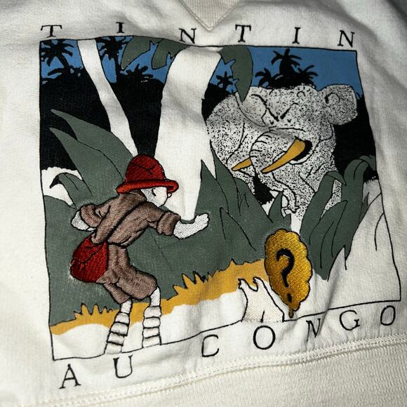 Vintage Tin Tin AU congo embroidered toddler crewneck sweatshirt size 18months - Picture 7 of 8